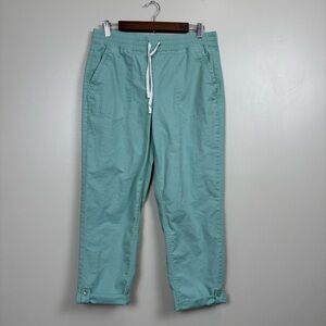 Talbots Pants Womens Medium Mint Green Roll Tab Straight Pull On Comfort Stretch